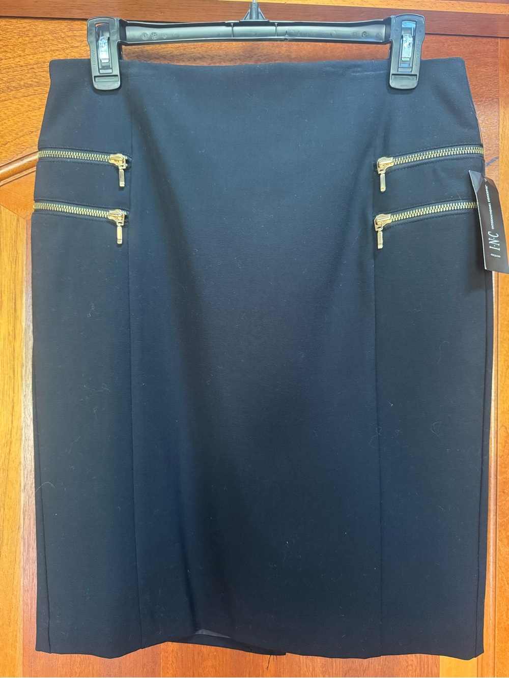 INC Black Pencil Skirt with Gold Zippers